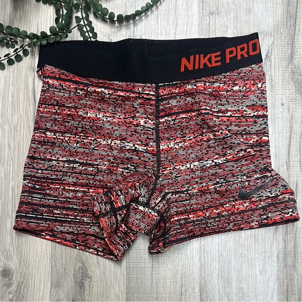 Nike Red and Black Athletic Shorts with Compression Fit